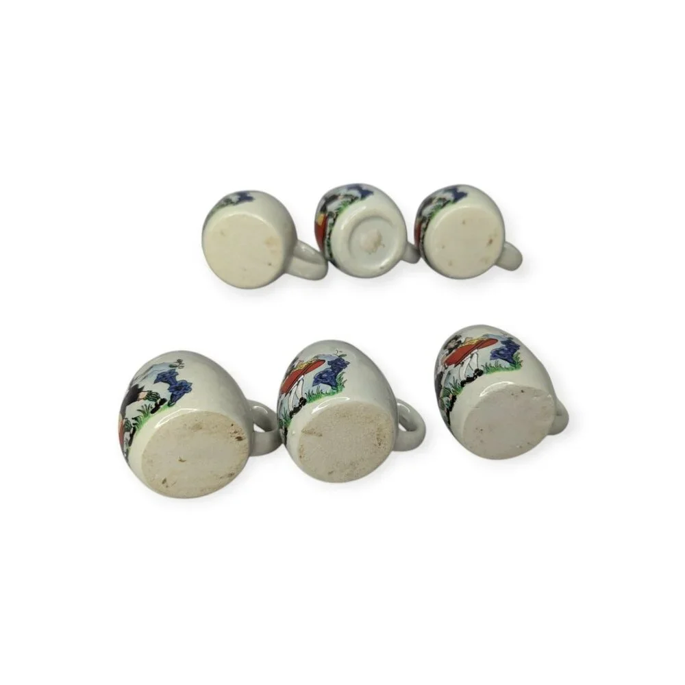 Vintage Set of 6 Miniature Beer Steins Mugs West Germany Ceramic Shot Glasses